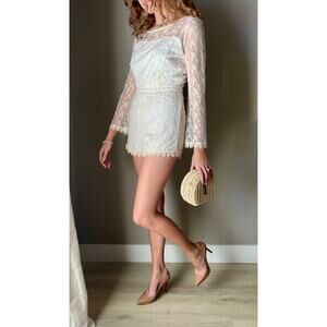 BB Dakota Betsy Ivory Floral Lace Romper Sz 8 Bridal Shower Engagement